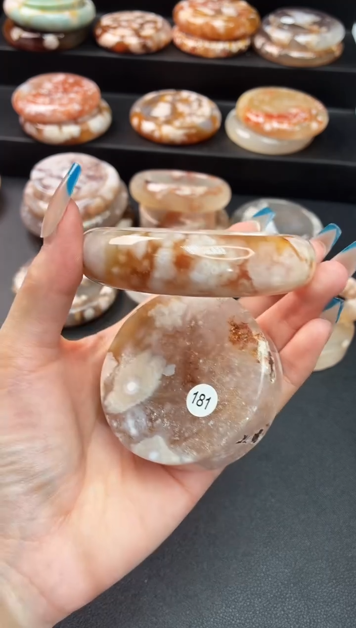 手镯玛瑙/玉髓未镶嵌风*河石英质玉62圈60/61带(赠送镯心)