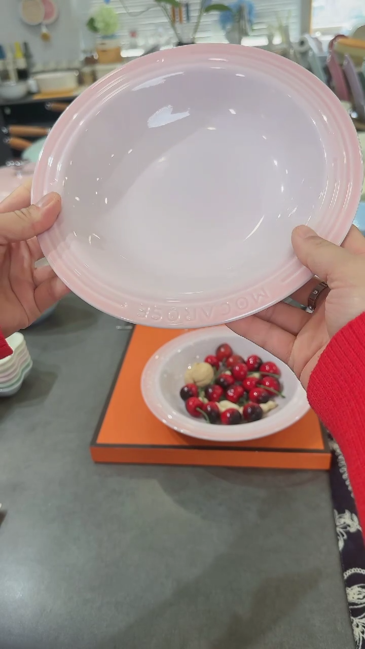 【闪购商品】瓷【2个装】樱花粉草帽盘-20cm