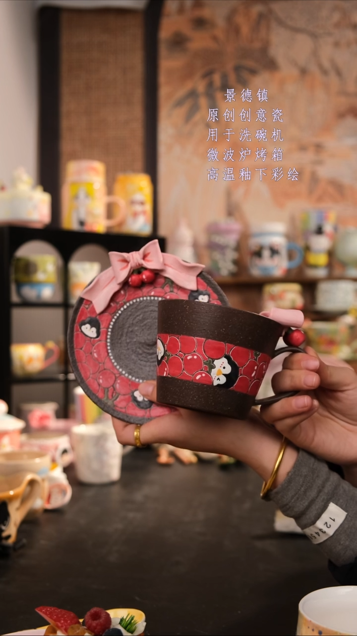 摆件陶扣**了旺的可以陶瓷手工手绘设计款