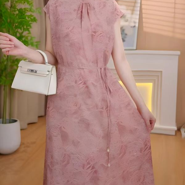 【送腰带】粉瑰佳人杭州原版正品2025夏季新款连衣裙14906