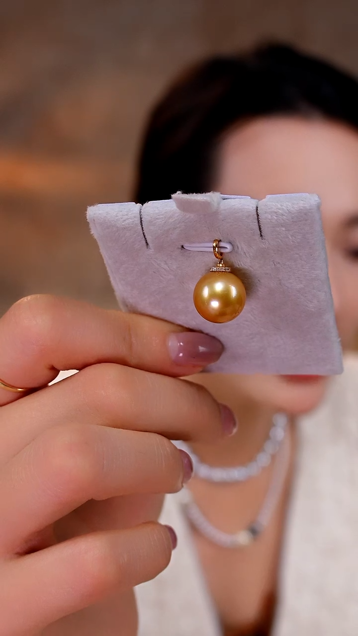 18K金镶嵌吊坠(不含链)海水珍珠金珠12-13mm