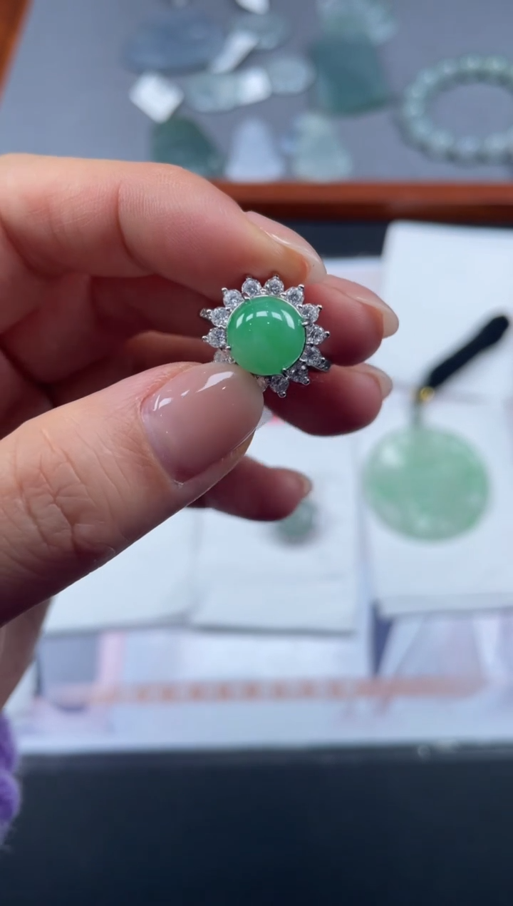 【闪购商品】定制翡翠银S925镶嵌02-20HDJT0143165