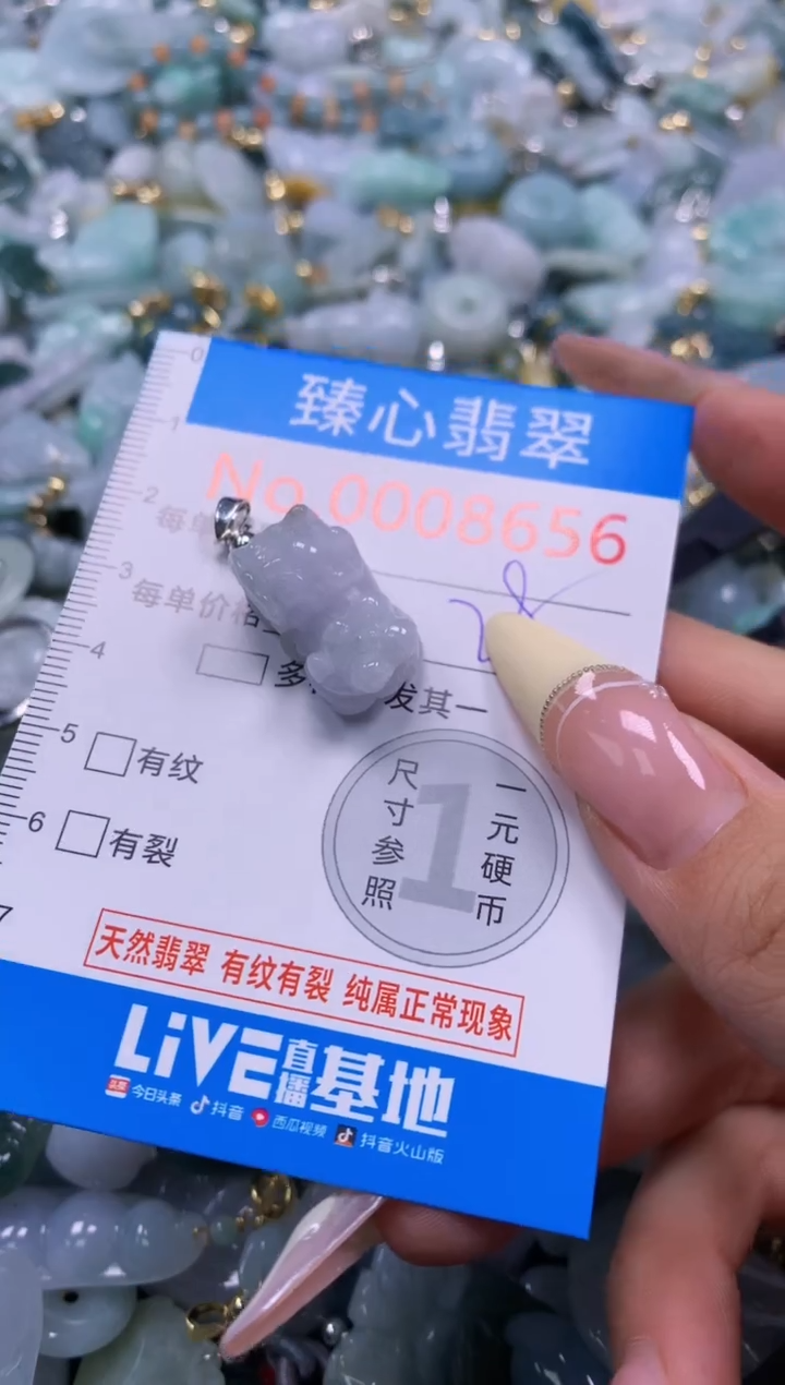 翡翠未镶嵌颈饰含绳0008656