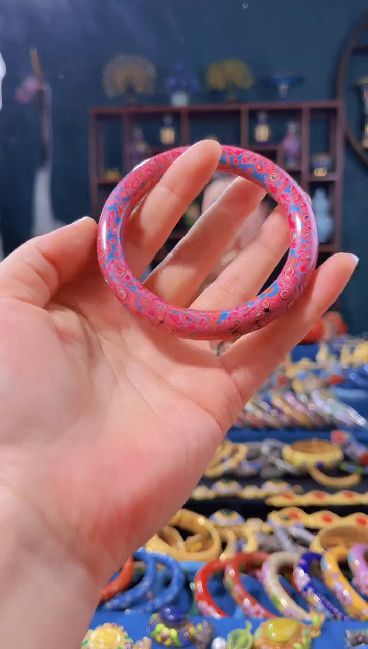 【闪购商品】非遗绝技 犀皮漆手镯（56圈）橙蓝