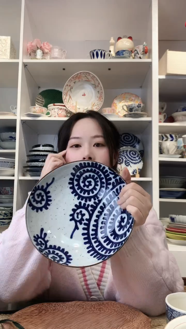 陶瓷【到手两支】三峰章鱼唐草深盘21cm