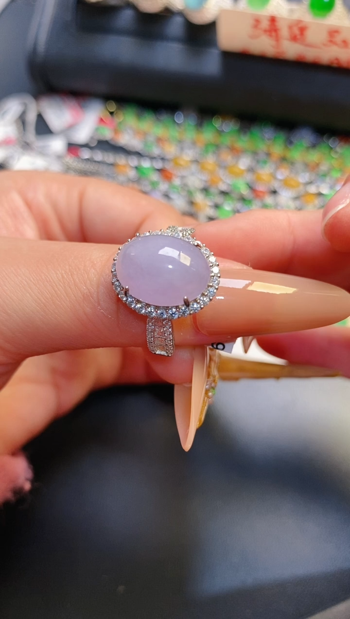 银S925镶嵌戒指翡翠天然