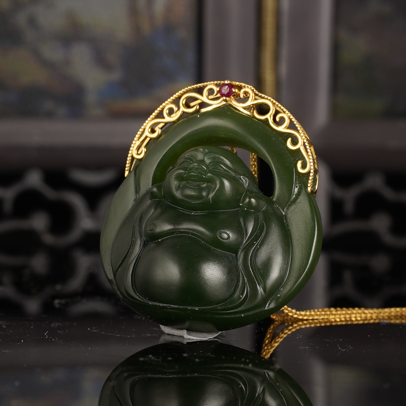 XC11165二十世纪和田玉弥勒佛挂坠