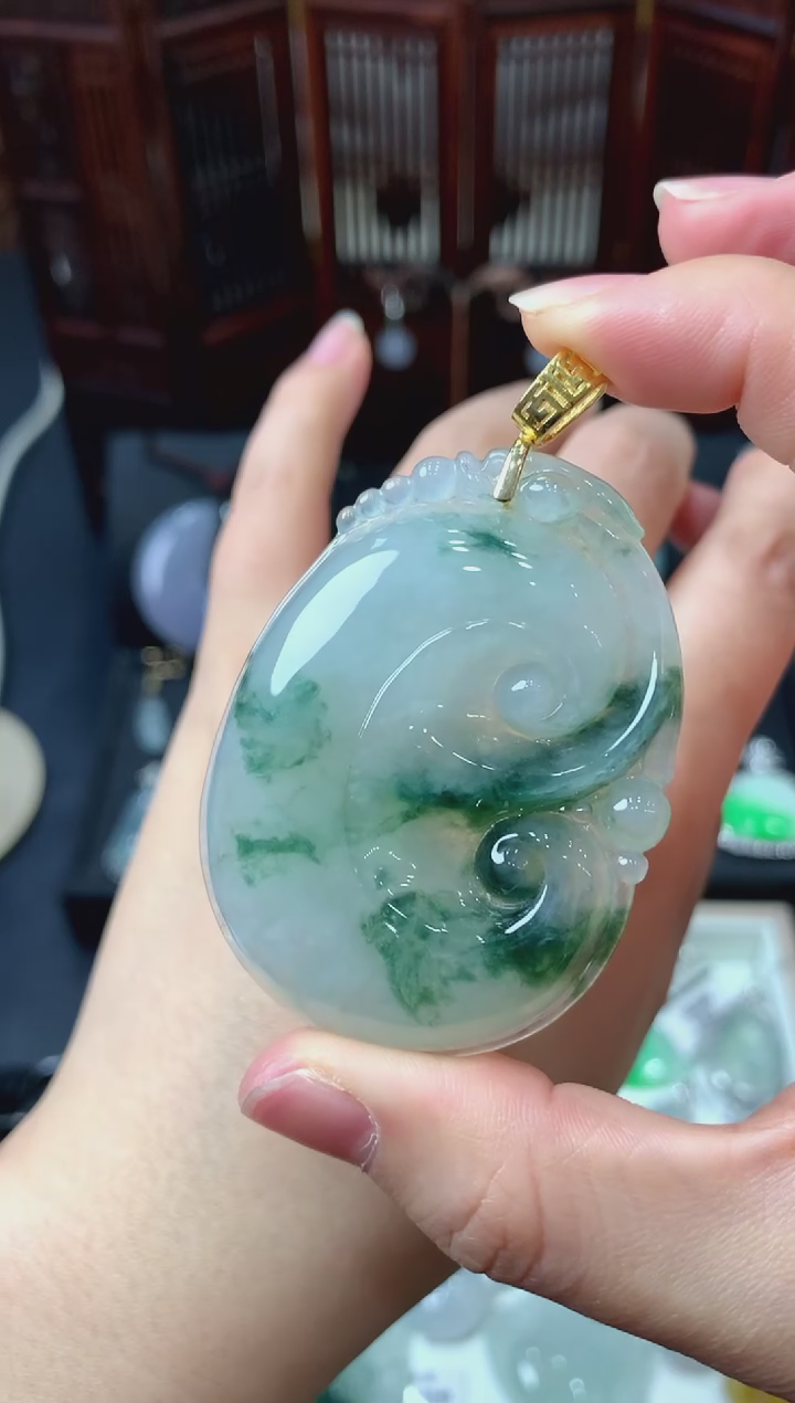 【闪购商品】翡翠吊坠(不含链)18K金镶嵌挂件