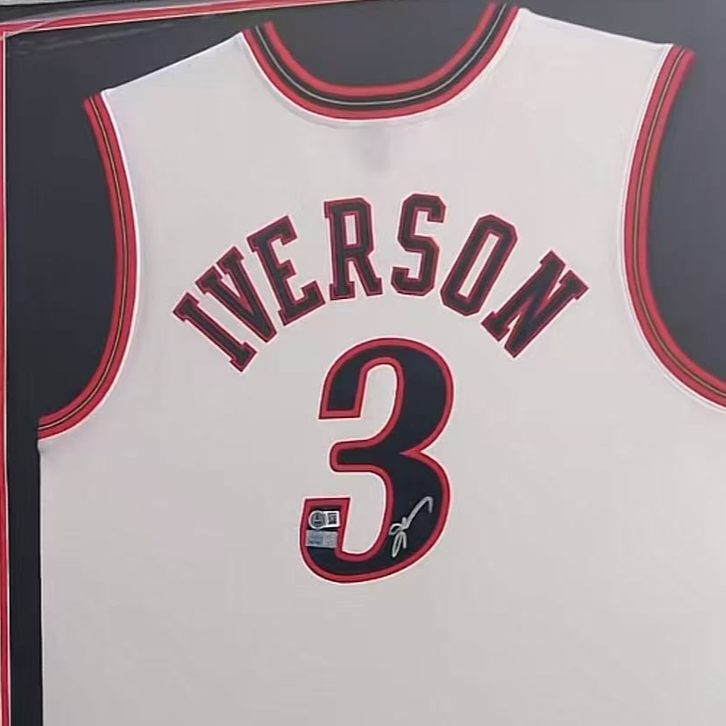 艾弗森亲签76人白流星AU装裱收藏【铭人堂亲签球衣清清直播专属链