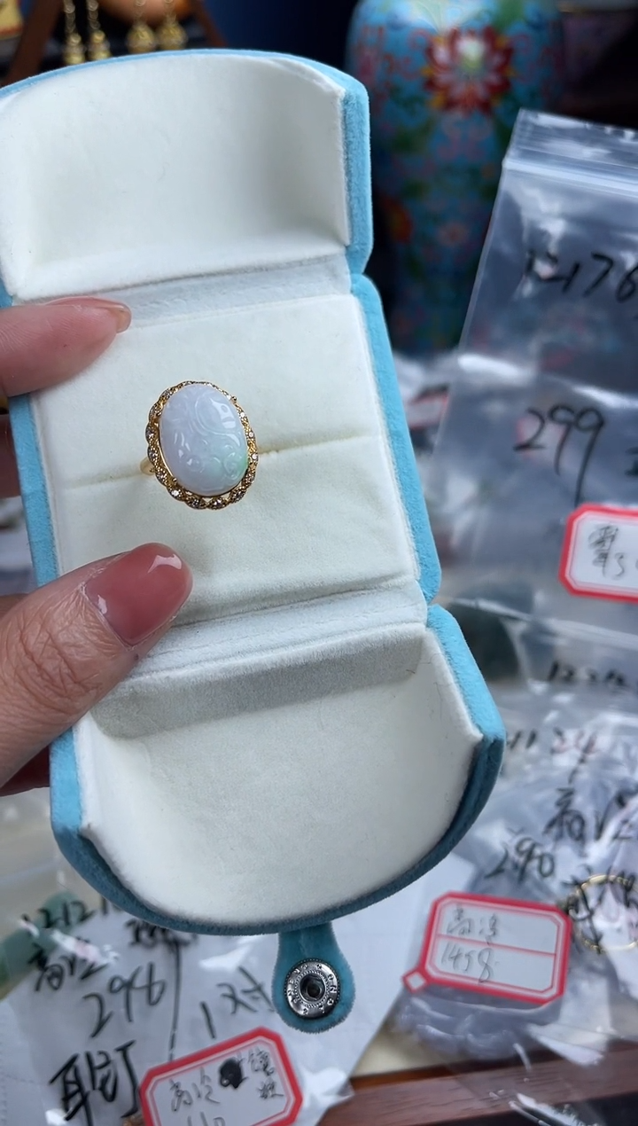 银S925镀金镶嵌挂件翡翠雪****️，121763