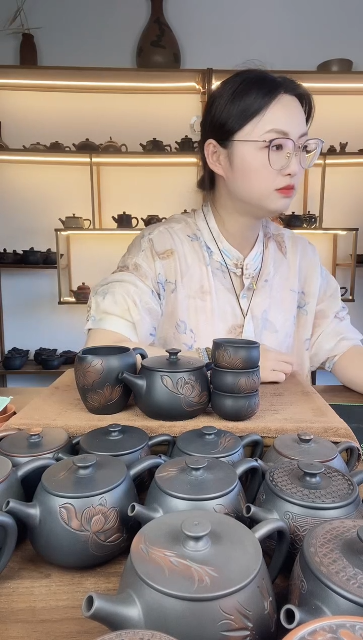 建水紫陶荷花400cc+1公道+3小（老款）