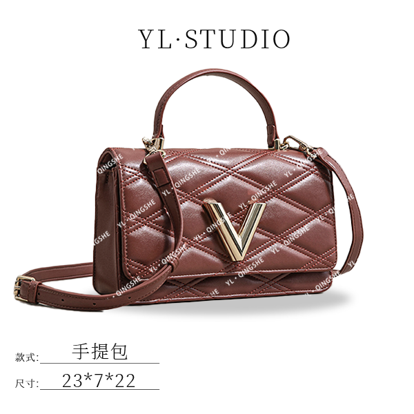 【依琳定制】女士潮流时尚经典气质手拎单肩包SK-92881-棕色