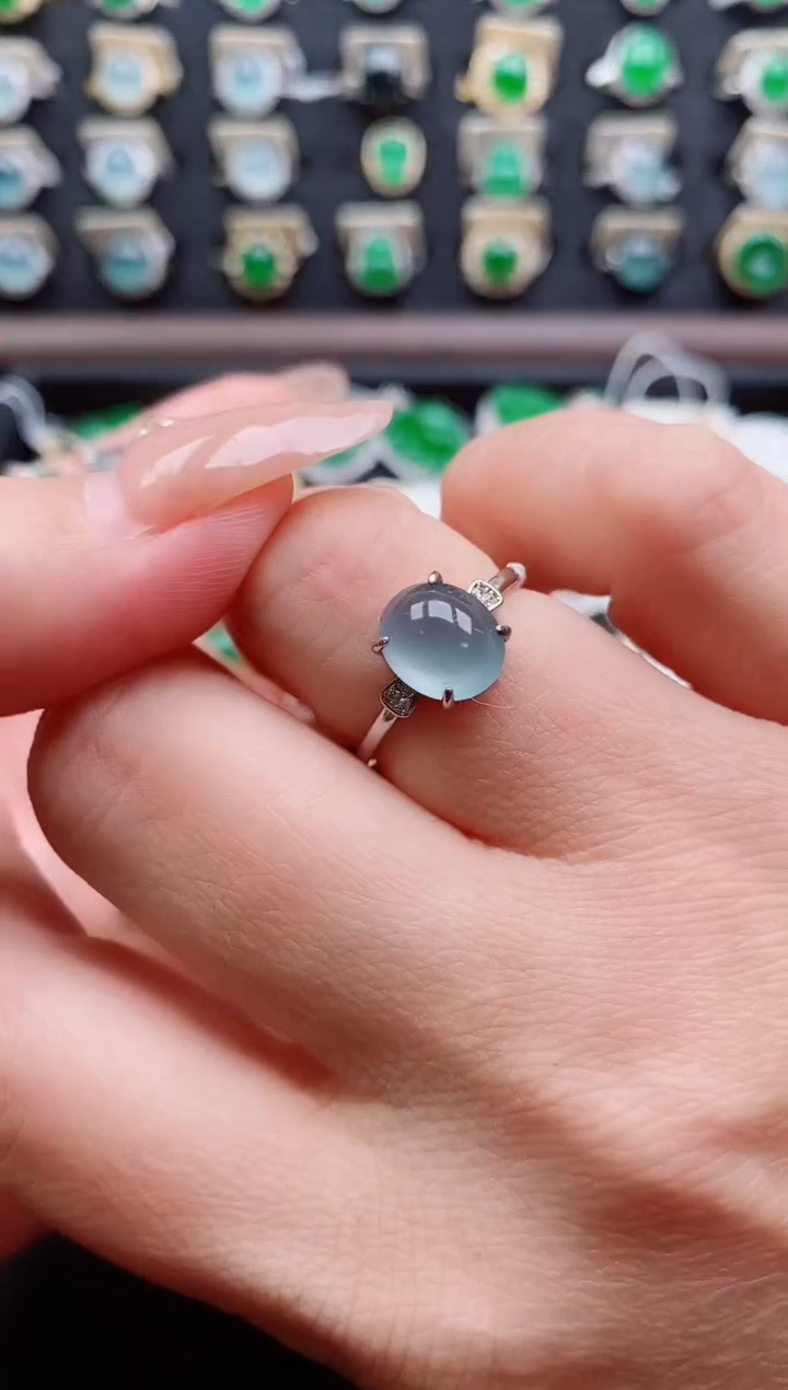 银S925镶嵌戒指翡翠1