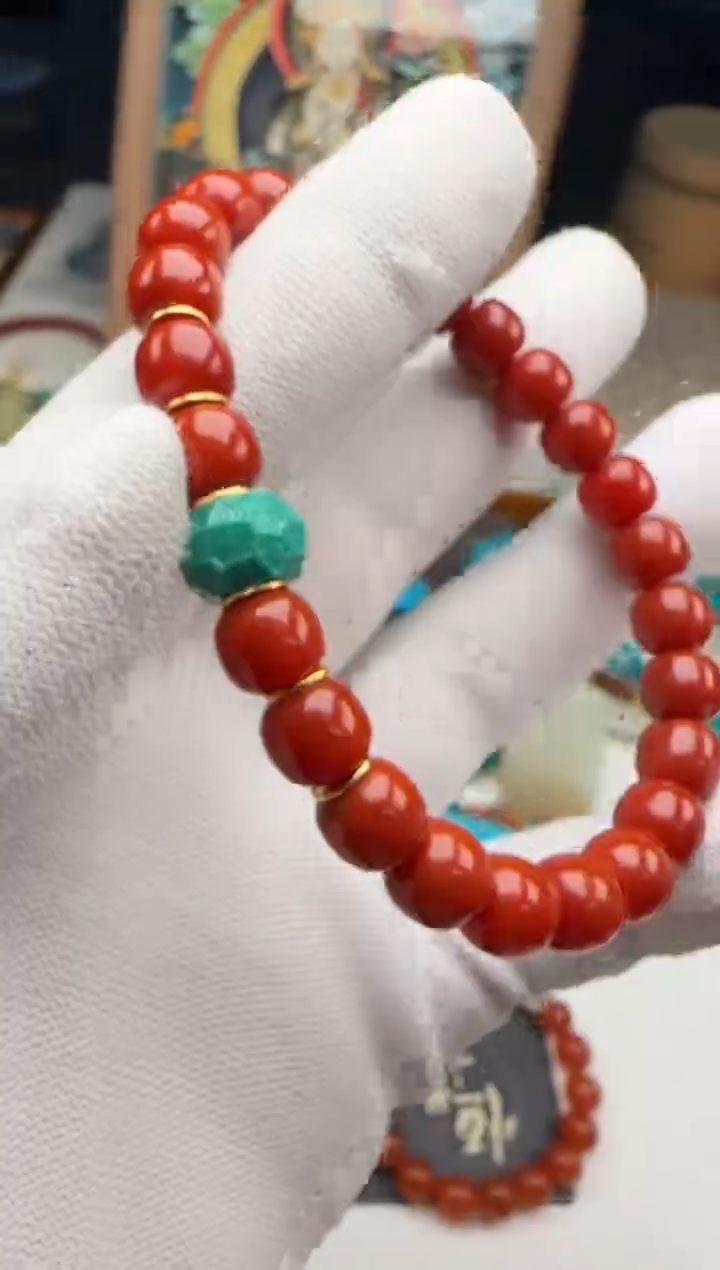 18K金镶嵌手串手串南红玛瑙云****～手串手串