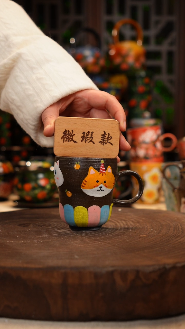 油画 手绘釉下彩微瑕