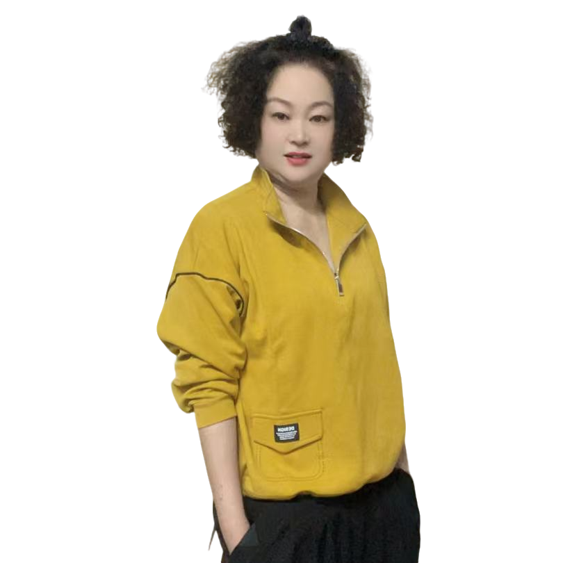 秋季新款半高领长袖小标女士时尚卫衣-621休闲运动百搭简约宽松