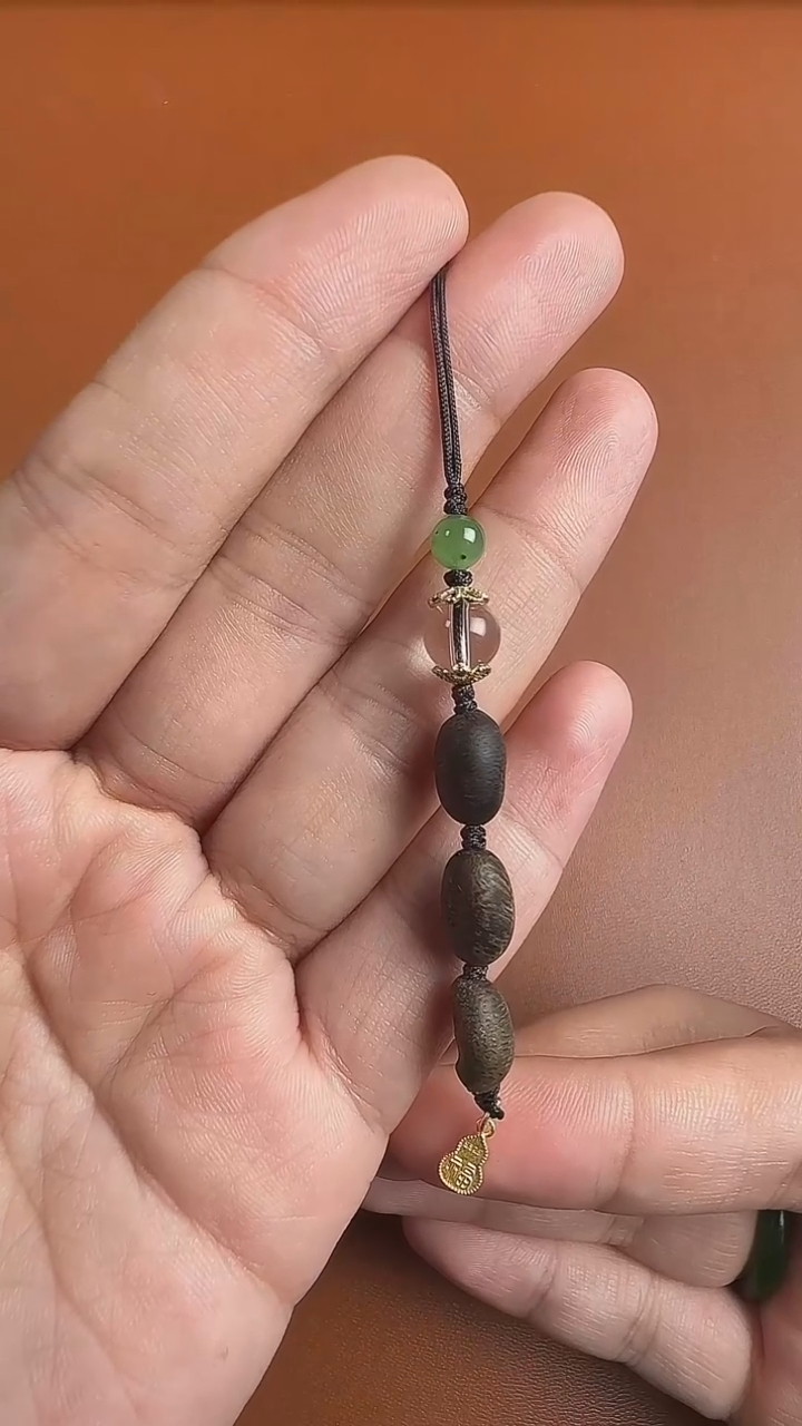 未镶嵌和田玉手机链925银5mm碧玉DIY手机挂