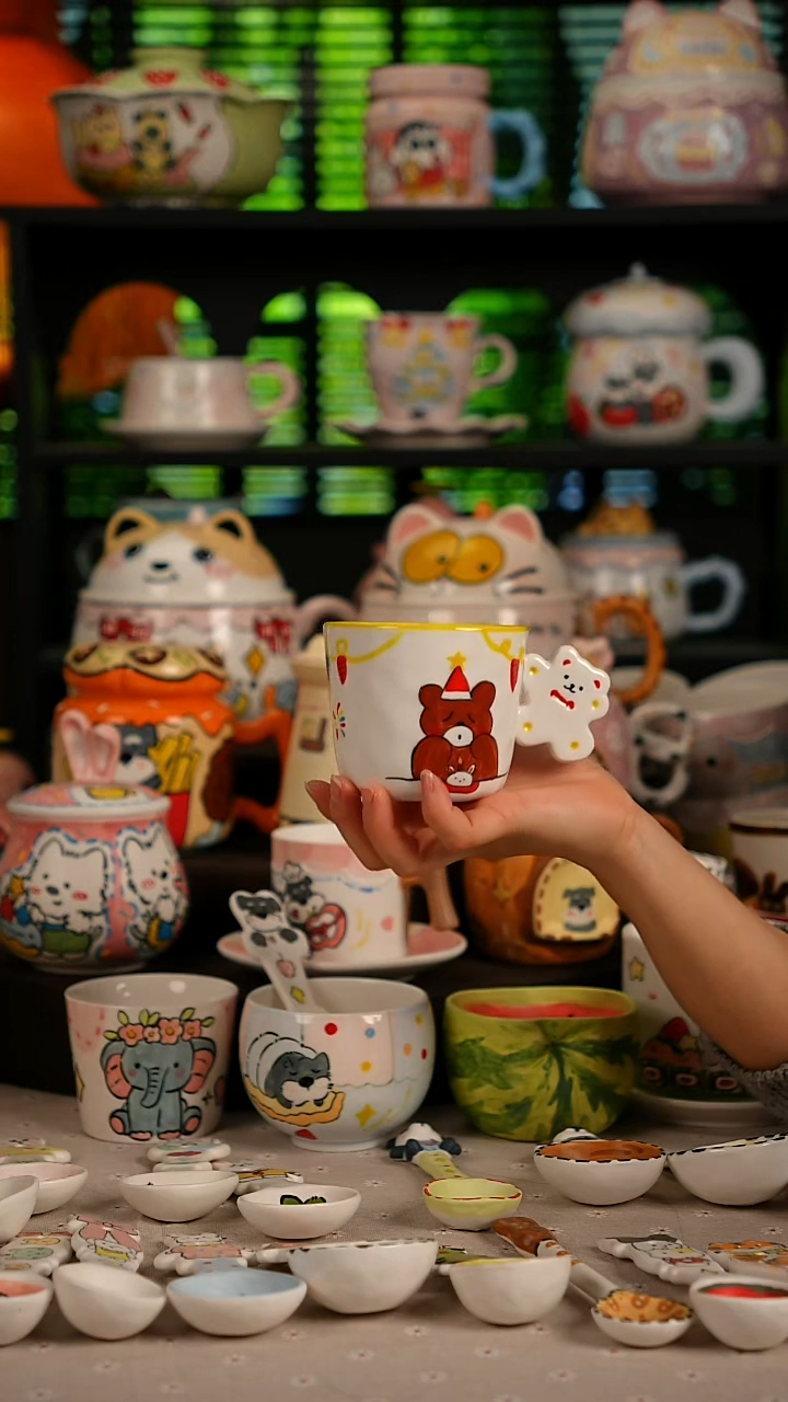 陶瓷无盖款景德镇高温釉下彩纯手绘创意瓷 