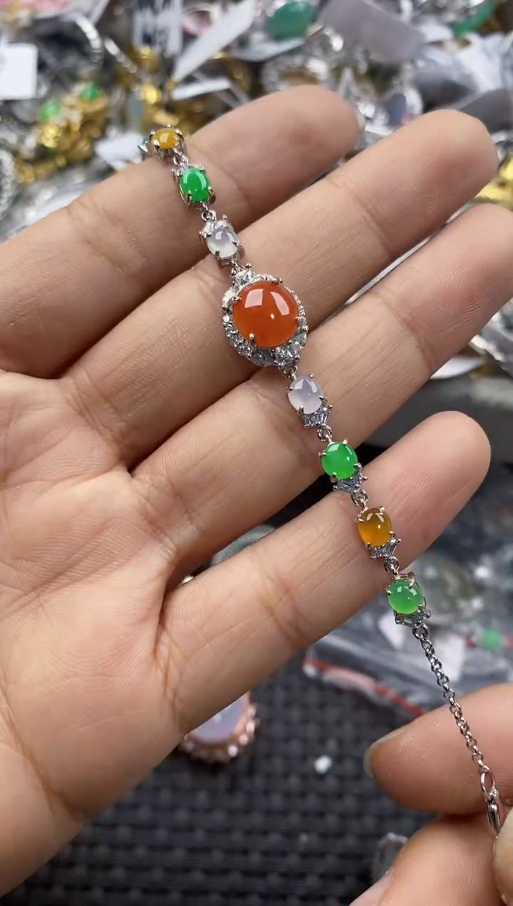 银S925镶嵌戒指翡翠8888----7