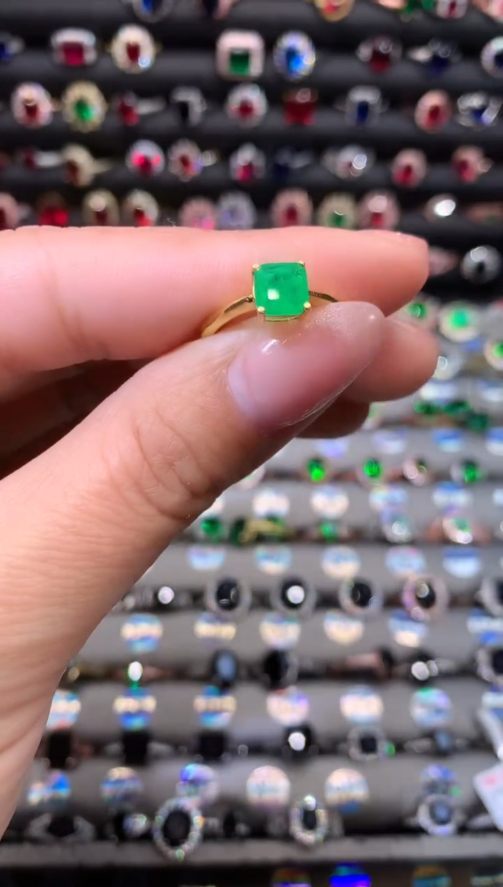 【闪购商品】祖母绿戒指银S925镶嵌6金