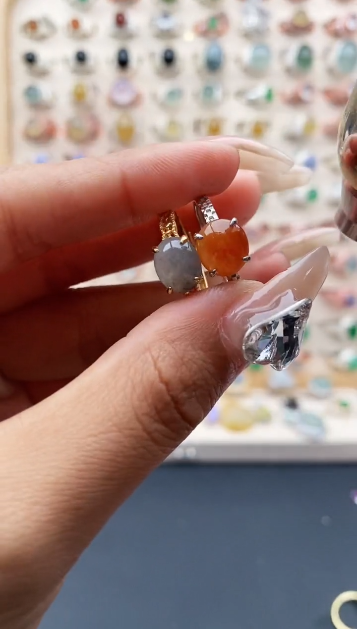 【闪购商品】翡翠戒指银S925镶嵌 缅甸天然A货翡翠555  6+9