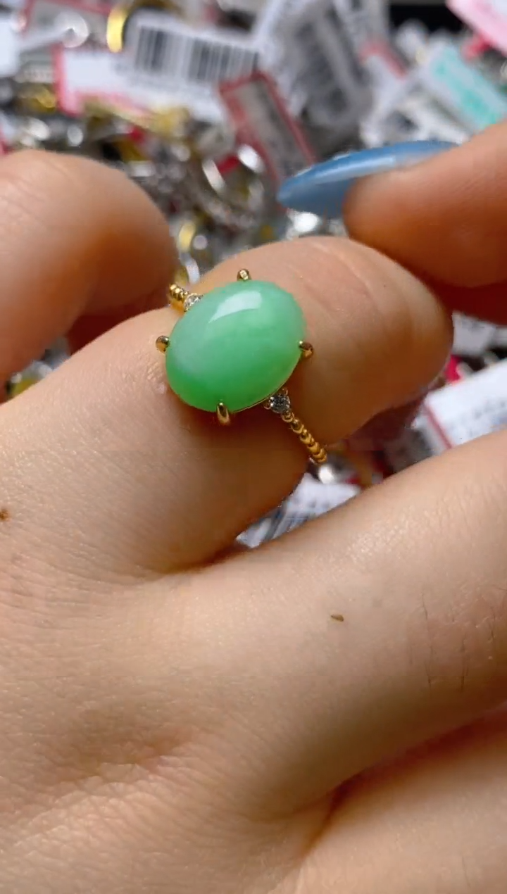 银S925镶嵌戒指翡翠百内无证书