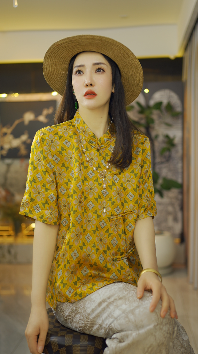 （麦香）国风老钱风复古提花上衣新中式