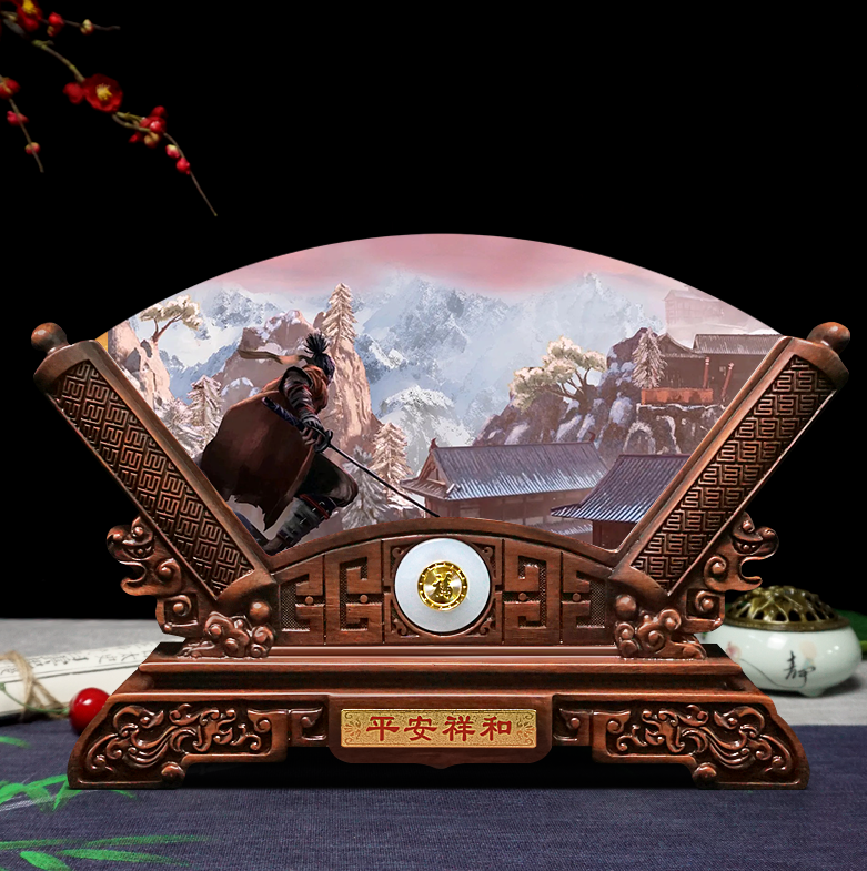 游戏美景定制摆件新中式创意摆设书房玄关纪念品送礼雕刻玉石摆件