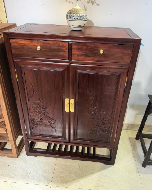 储物柜多功能柜双门收纳柜酸枝木红花梨木卧室客厅柜