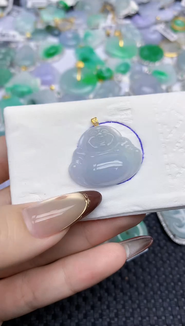 颈饰18K金镶嵌翡翠   天然翡翠A货  百元以上9米证书费自理