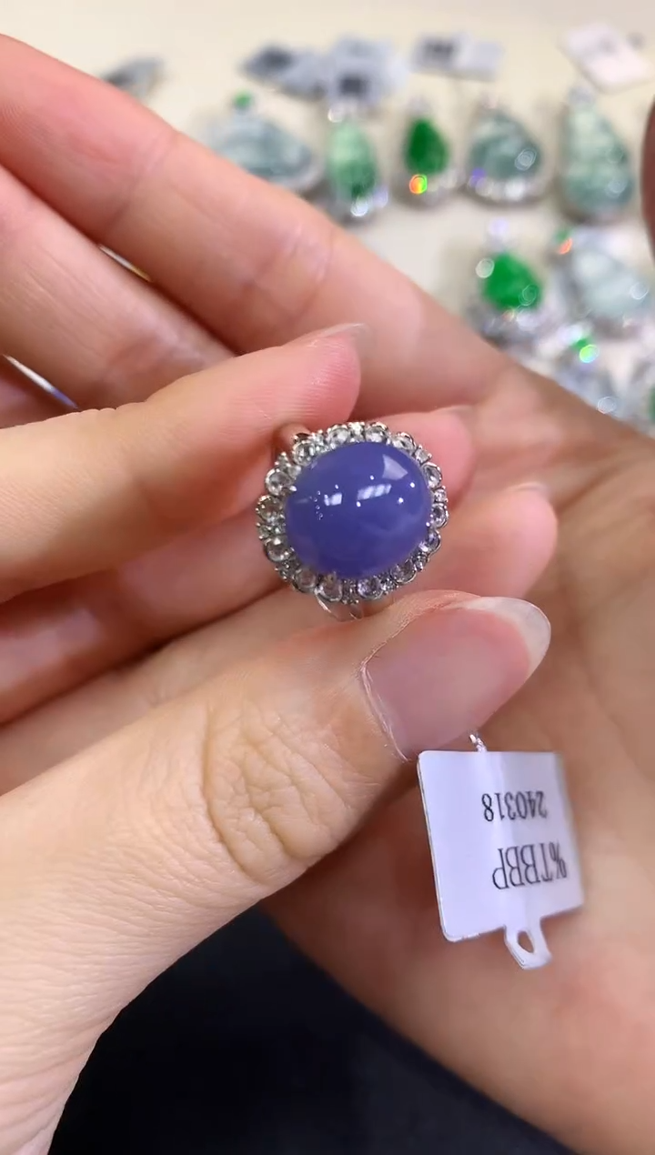 【闪购商品】翡翠戒指18K金镶嵌D83  紫货有色差