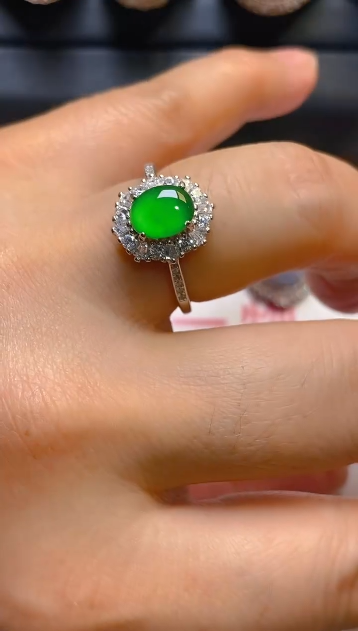 【闪购商品】翡翠耳饰银S925镶嵌天然A货翡翠1