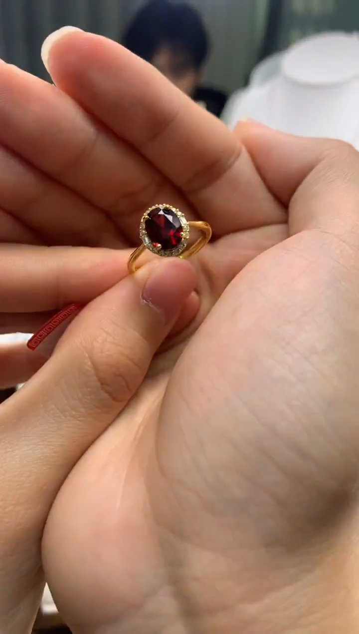 银S925镶嵌戒指石榴石J32-3