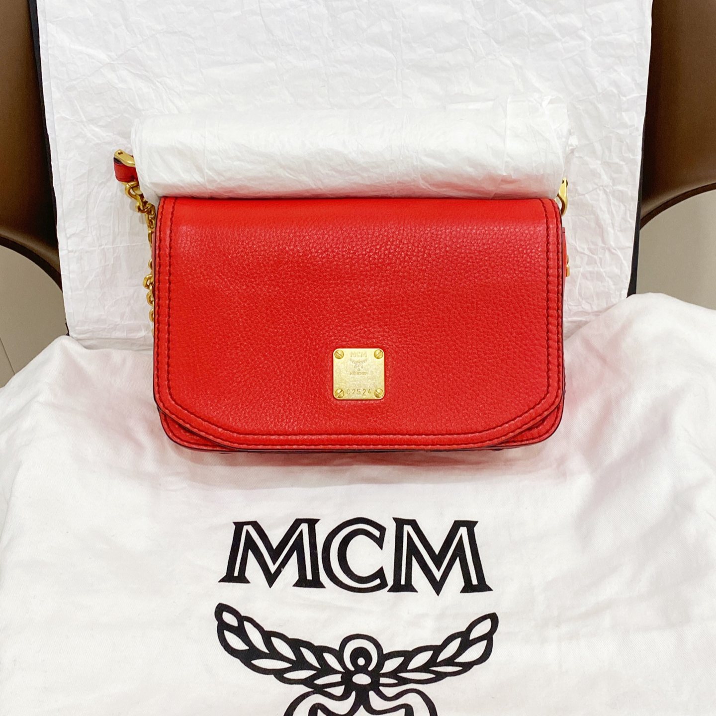 95新 MCM 红金单肩包