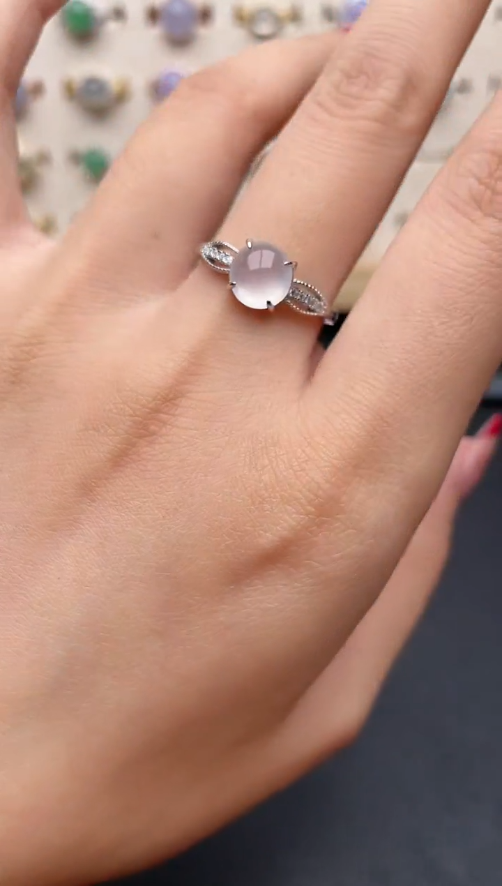 【闪购商品】翡翠戒指银S925镶嵌一物一证一礼盒