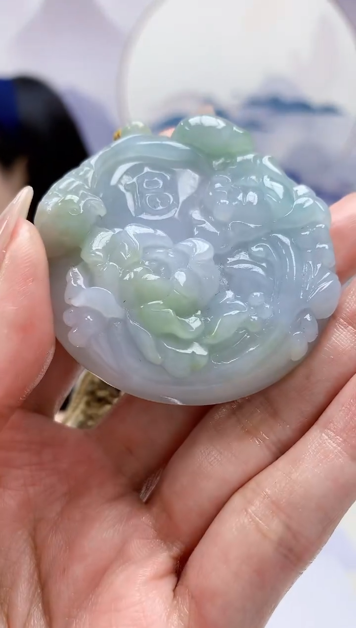 【闪购商品】定制翡翠未镶嵌0405MM-毛货挂件91