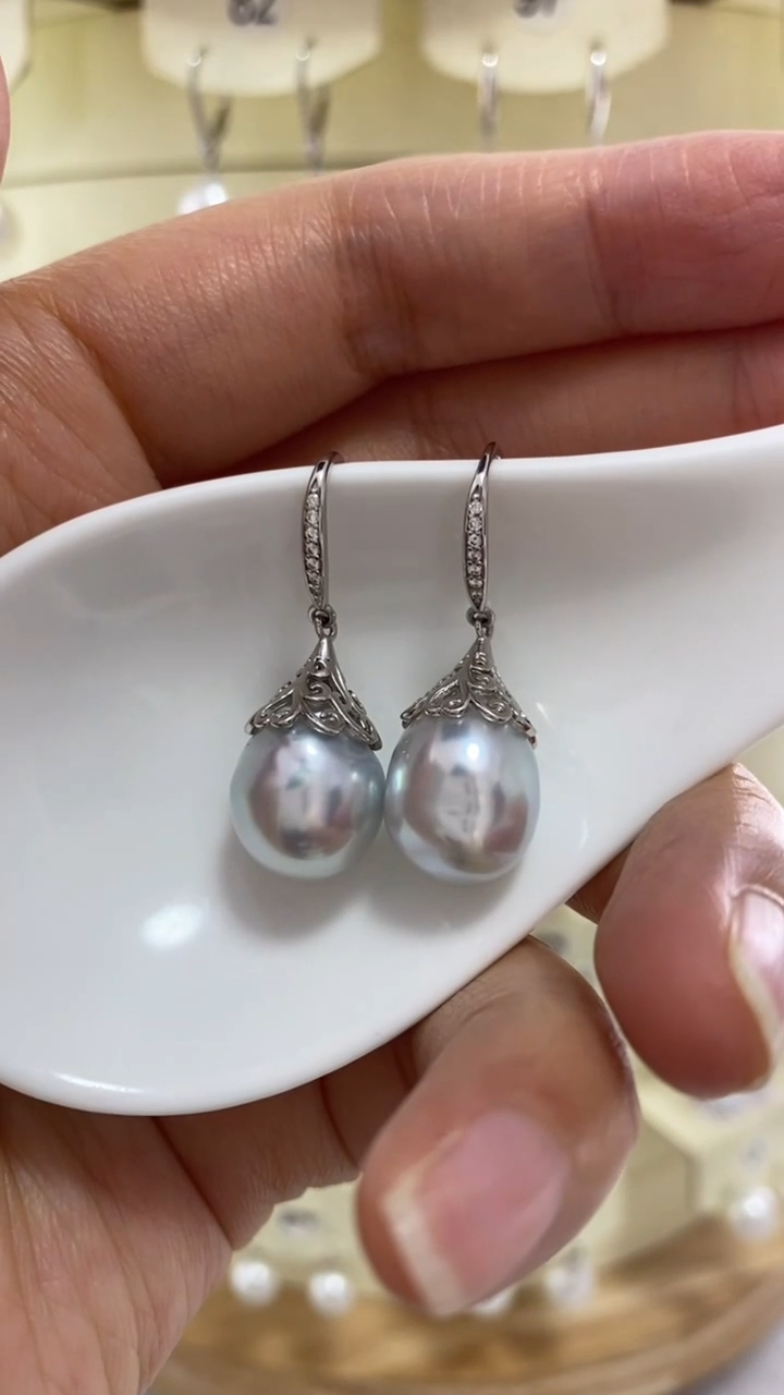 【闪购商品】海水珍珠耳饰银S925镶嵌澳白巴洛克