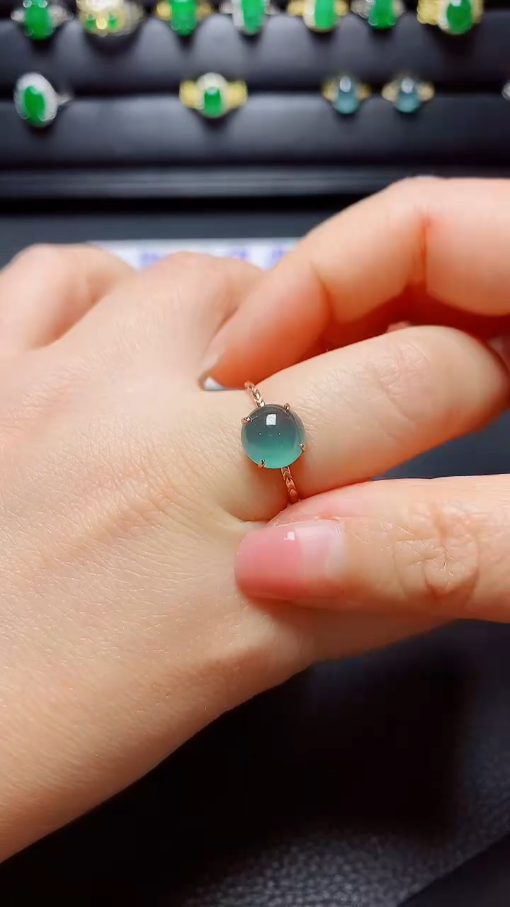 银S925镶嵌戒指翡翠天然翡翠A货s925银镶