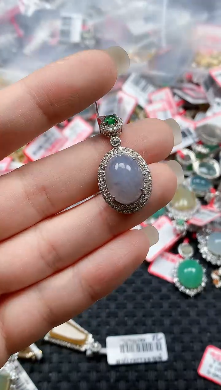 银S925镶嵌戒指翡翠天然A货缅甸翡翠