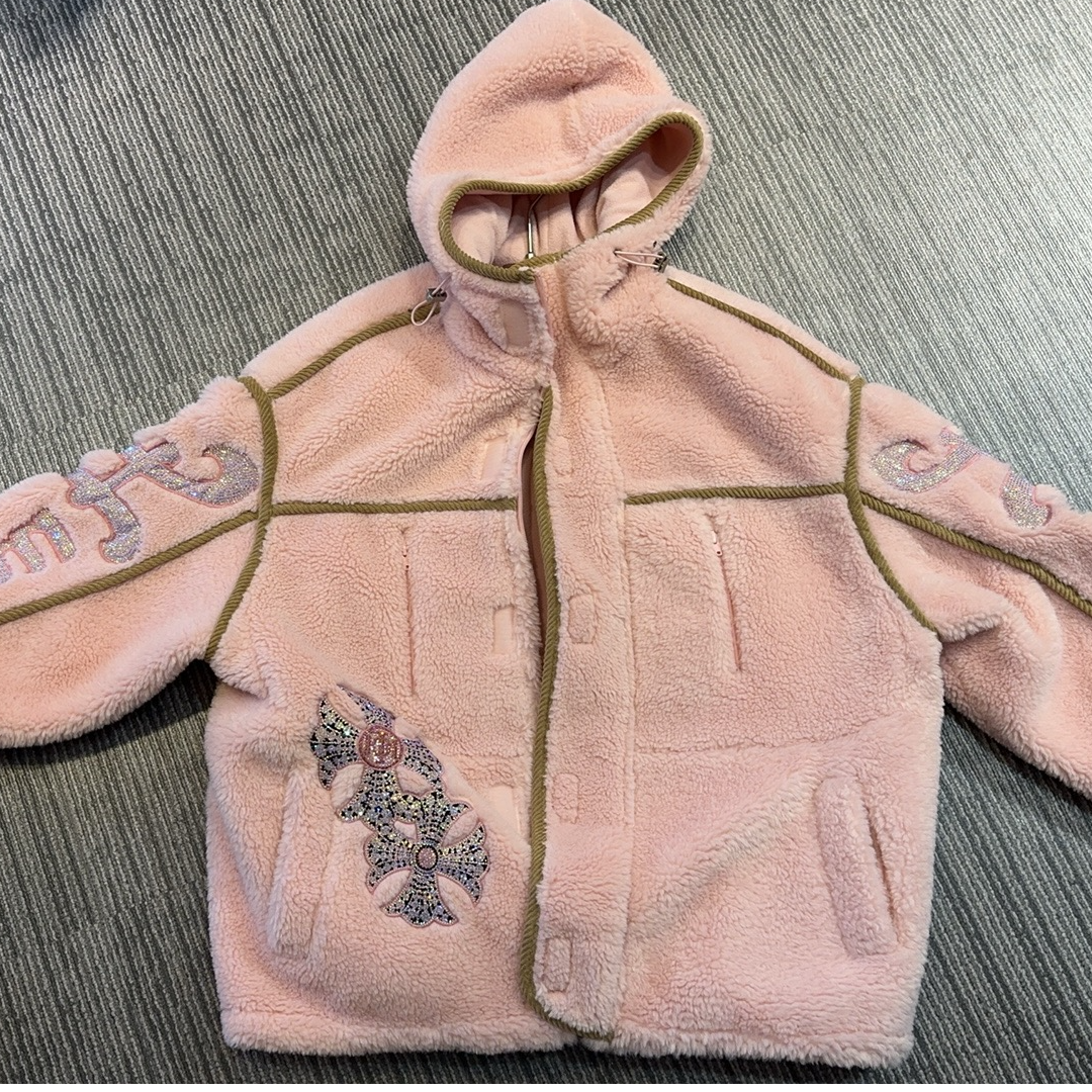 潮牌-TCH粉色毛毛立体小熊外套T72D056022