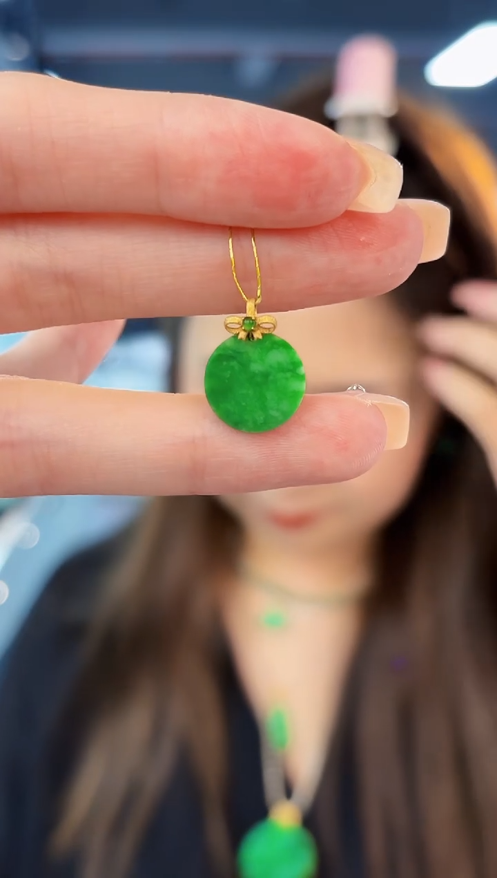 翡翠18K金镶嵌颈饰 缅料A货/支持复检/一件