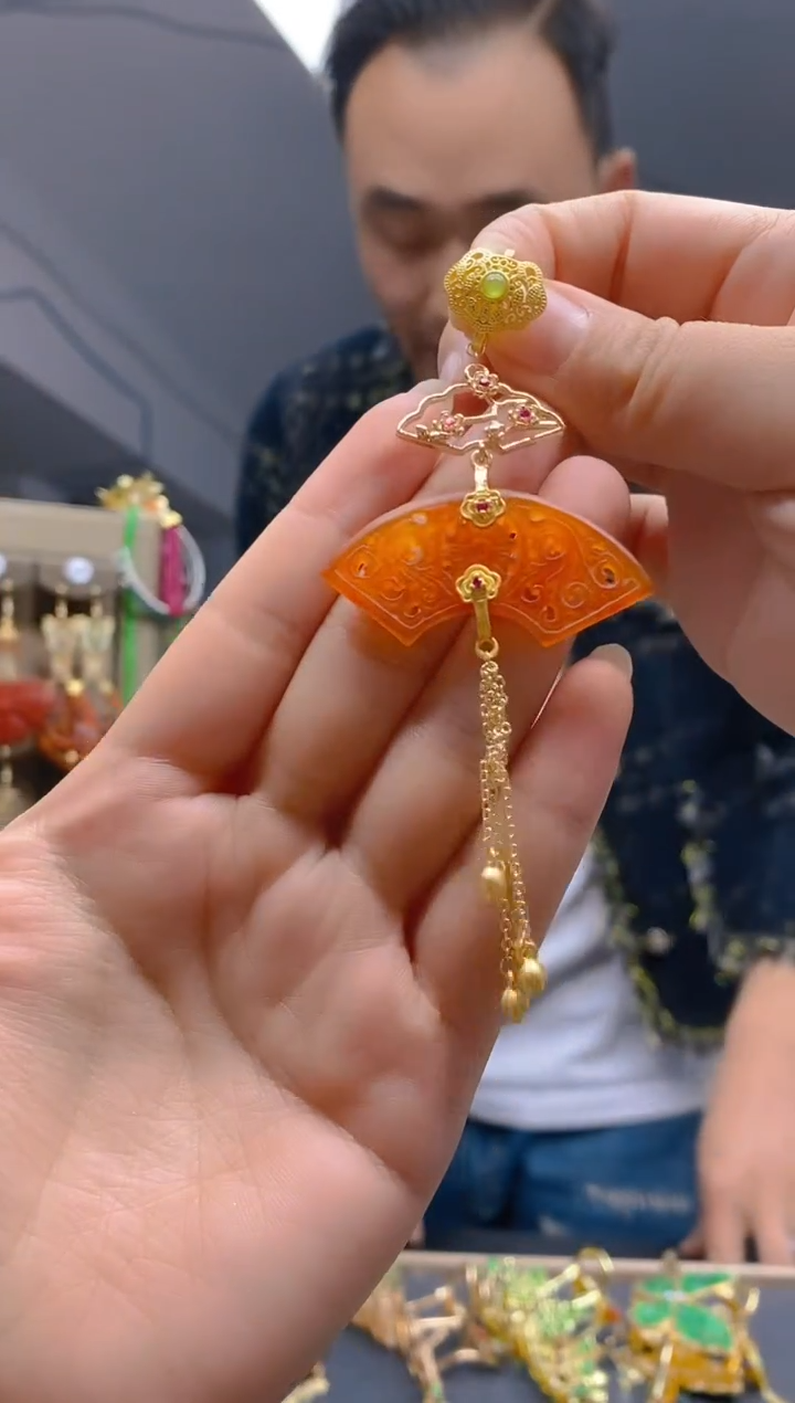 【闪购商品】翡翠耳饰合金0170翡翠压襟