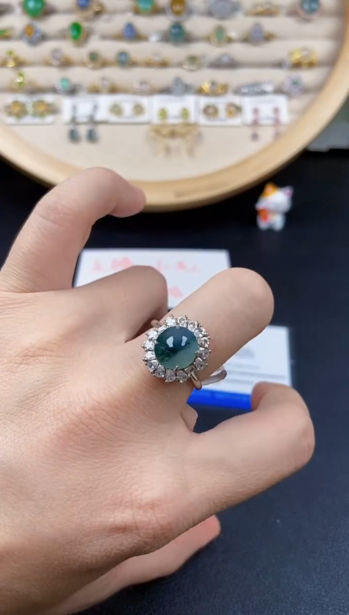 翡翠银S925镶嵌戒指546546