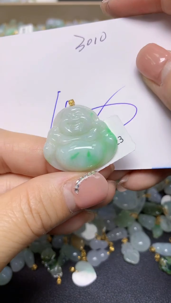 【闪购商品】翡翠挂件18K金镶嵌 天然翡翠A货