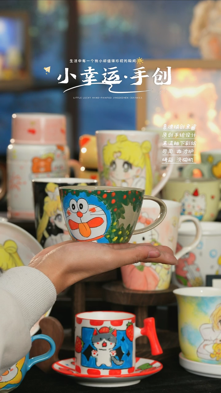 【闪购商品】小幸运纯手工手绘陶瓷