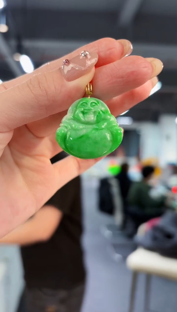 【闪购商品】翡翠颈饰18K金镶嵌 缅料A货/支持复检/一件