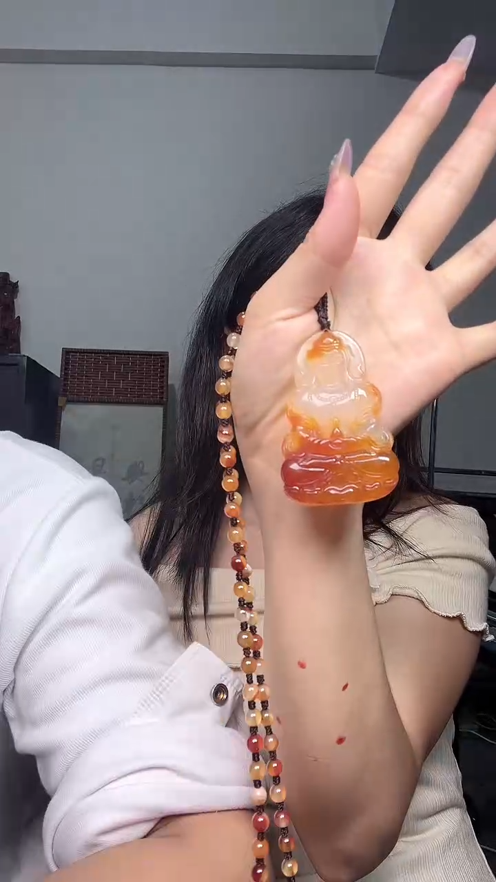 玛瑙/玉髓颈饰未镶嵌6784带珠链巧雕观音多样性发一个