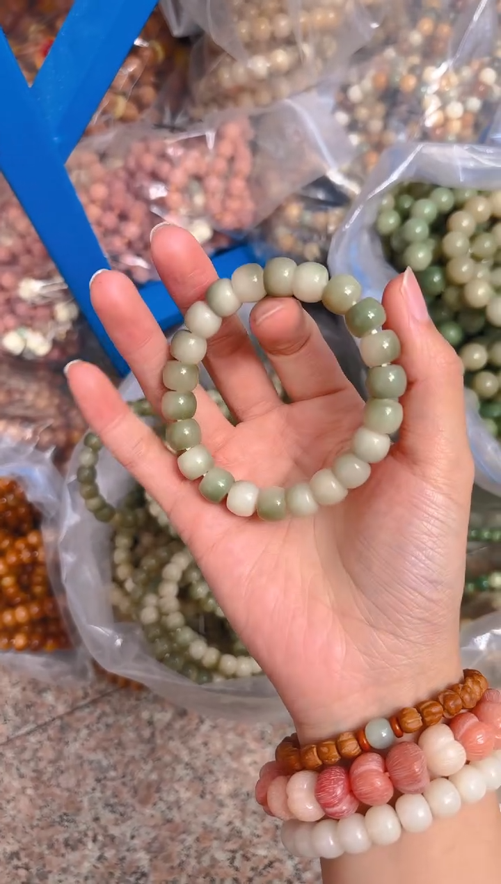 吊坠菩提根/象牙果绿色直切单圈