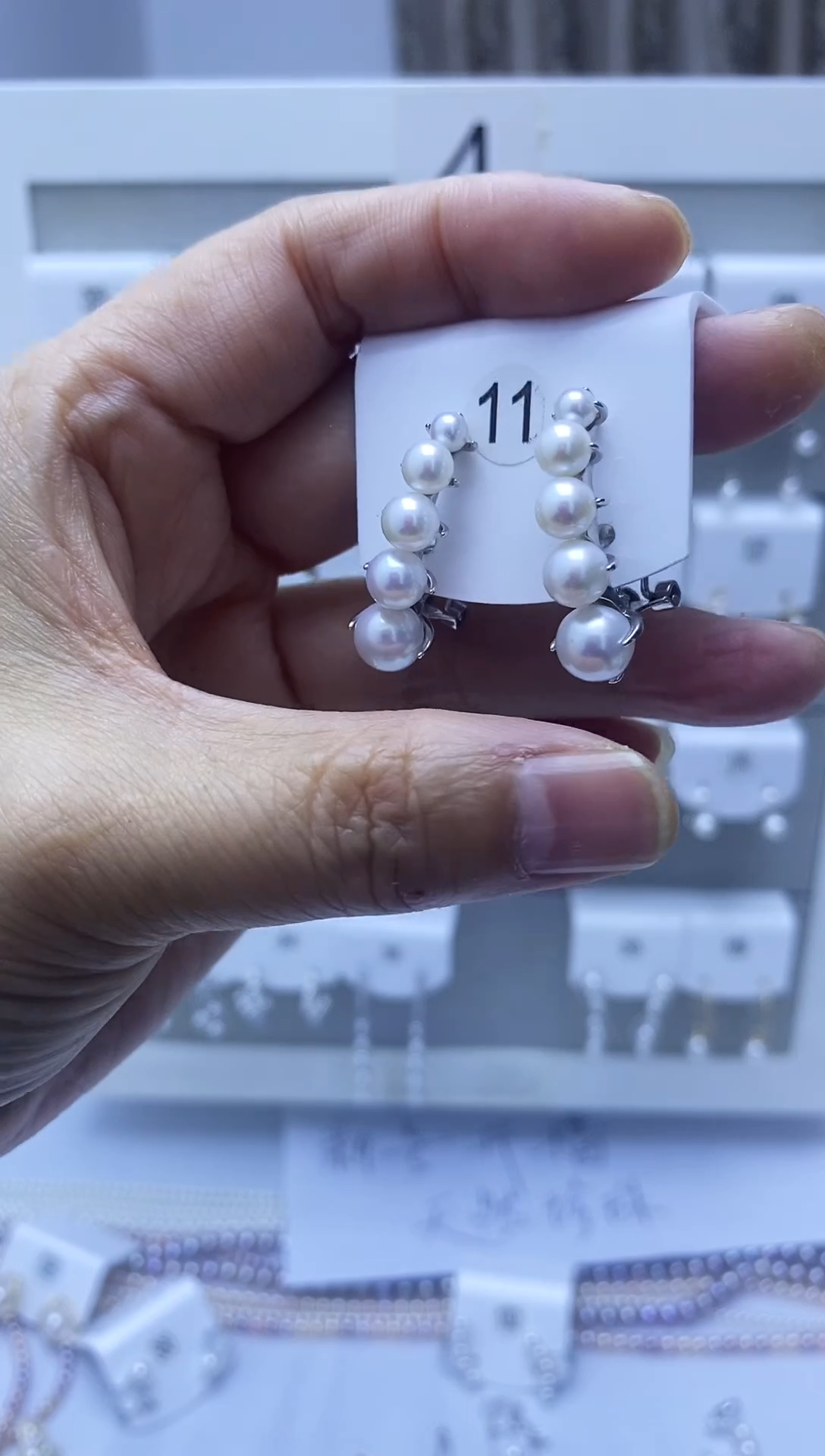 银S925镶嵌耳饰淡水珍珠11