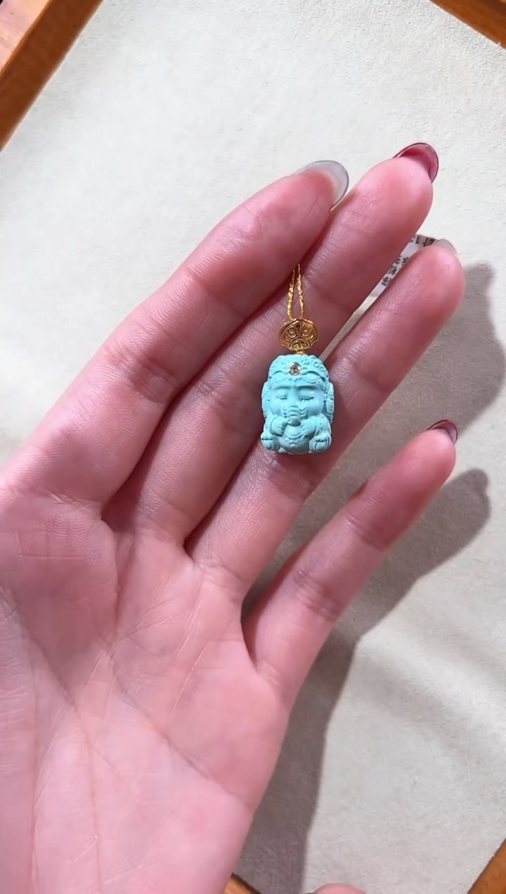 【闪购商品】绿松石颈饰18K金镶嵌绿松石吊坠